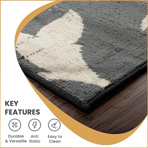 Miniatura 6 de BNM - Alfombra de área grande para interiores con respaldo de yute, decoración geométrica floral para sala de estar, cocina, dormitorio, oficina,