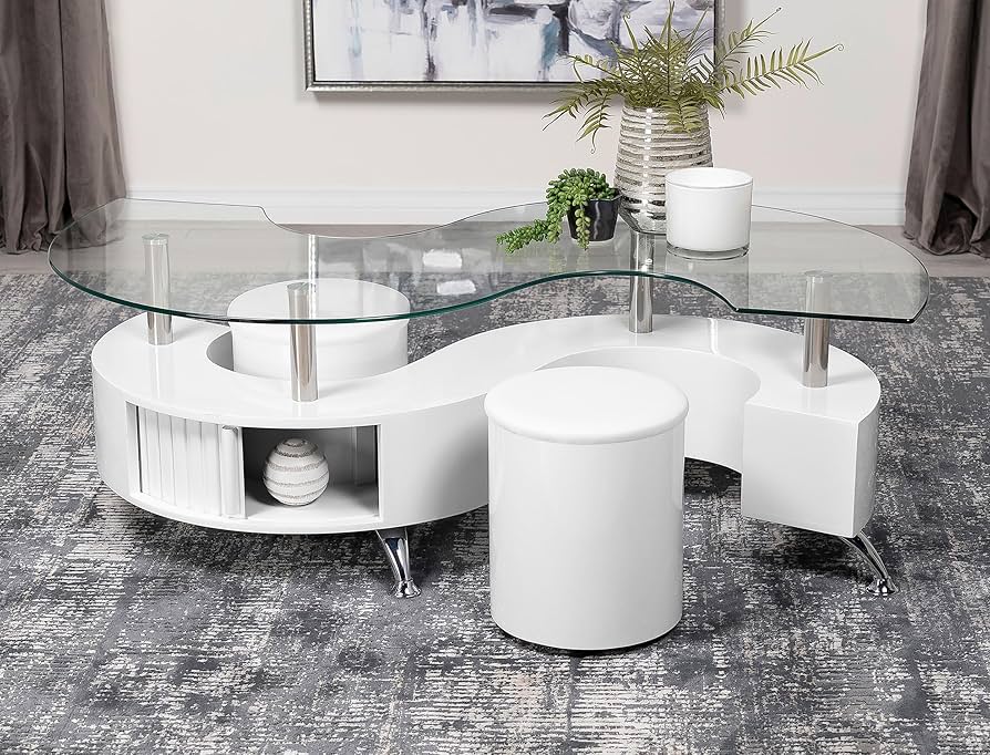 【cornice】COFFEE TABLE Amazon.com: HanStrong Coffee Table with Curved Art Deco