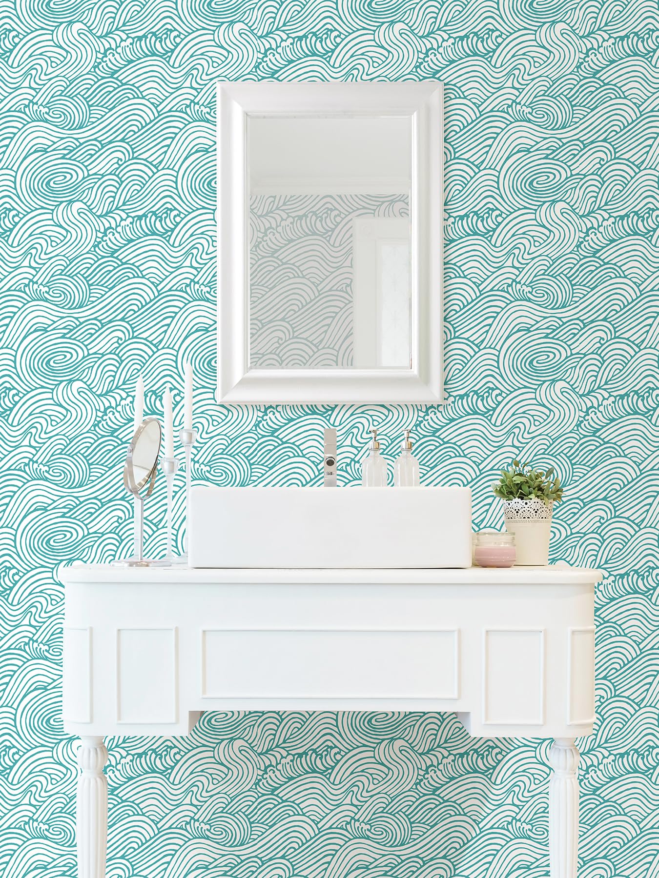 NuWallpaper Grey Saybrook Peel & Stick Wallpaper – Removable Grey Wave Pattern | 20.5" X 18' Roll - View #7