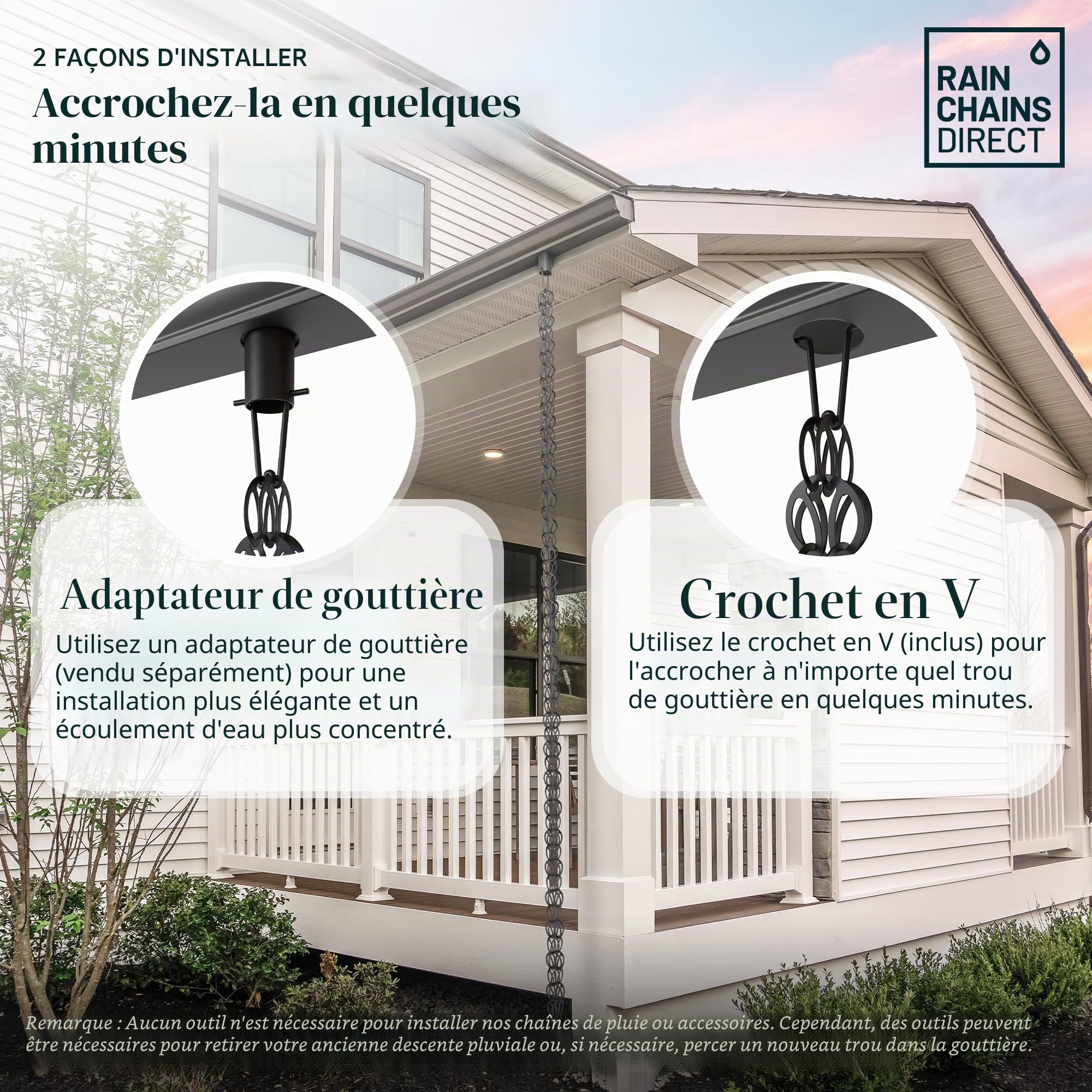 Rain Chains Direct - Modern Loop Rain Chain - 8.5 FT - Durable Black Powder-Coated Aluminum - Premium Rain Chains for Gutters