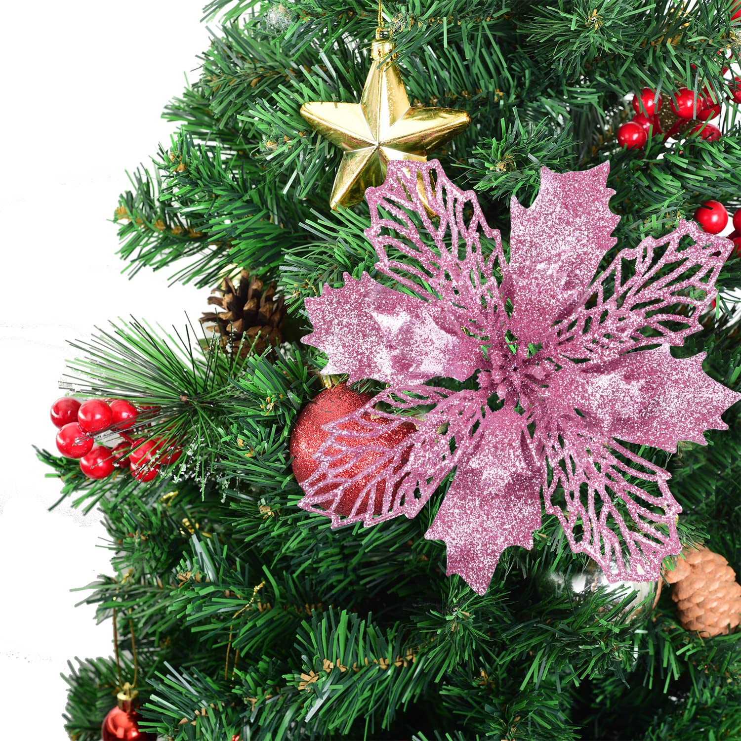 Amazon｜DearHouse クリスマスポインセチアの花 20本入り 造花