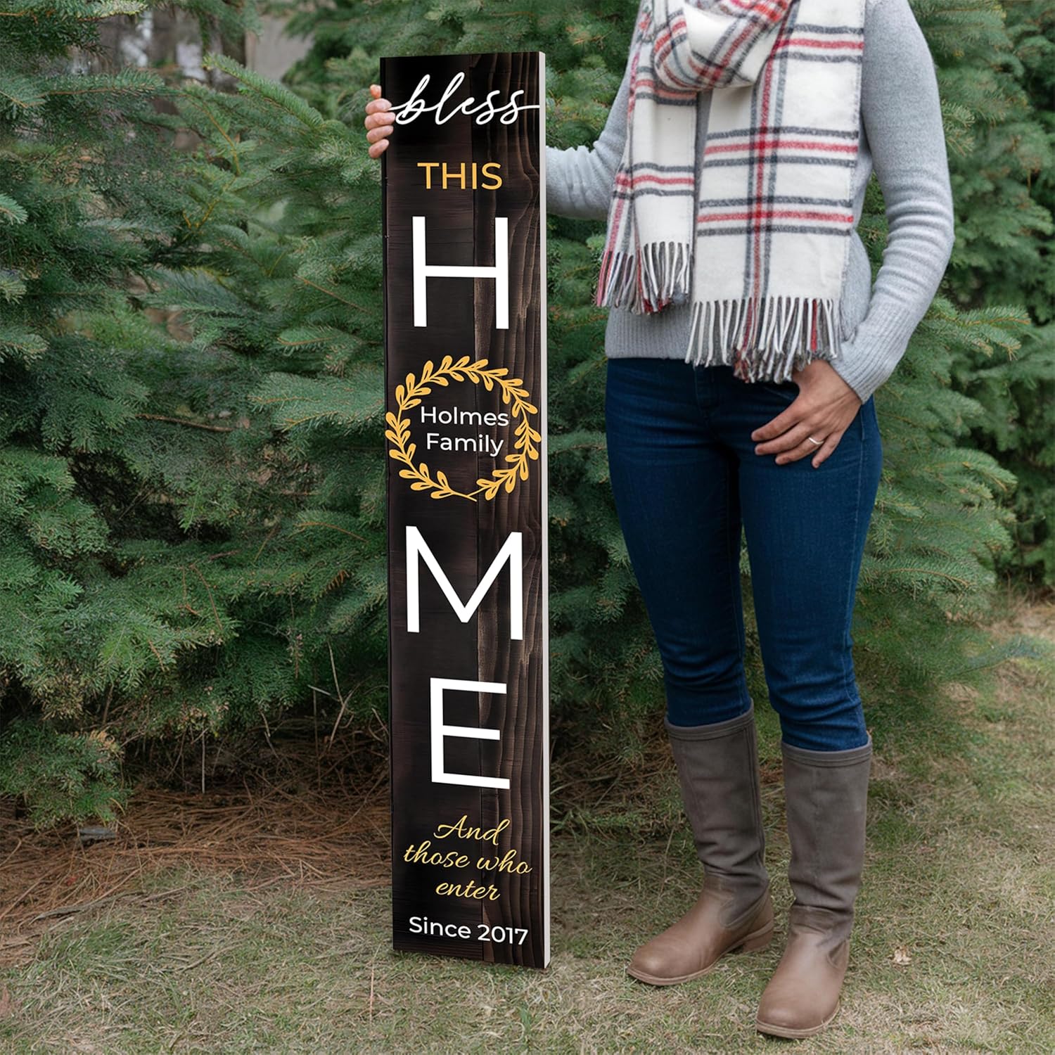 4th of July Welcome Sign for Front Porch, Patriotic Welcome Home Sign, Rustic Welcome Home Decorations for Outdoors, 48x8" PVC Sign (2) (Design Y)