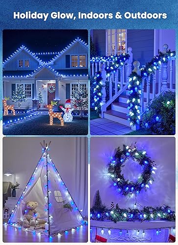 Miniatura 5 de Luces LED C9 de Navidad para exteriores, 81 pies, 100 luces LED de cadena con temporizador y 8 modos de luz, luces de árbol de Navidad conectables