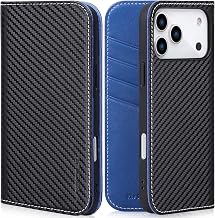 VISOUL iPhone 17 Pro Max Compatible Case, Wallet Type, Genuine Leather, iPhone 17 Pro Max Wallet Case, MagSafe Compatible, Smartphone Case, Leather, Card Storage, Mobile Cover, Horizontal Stand