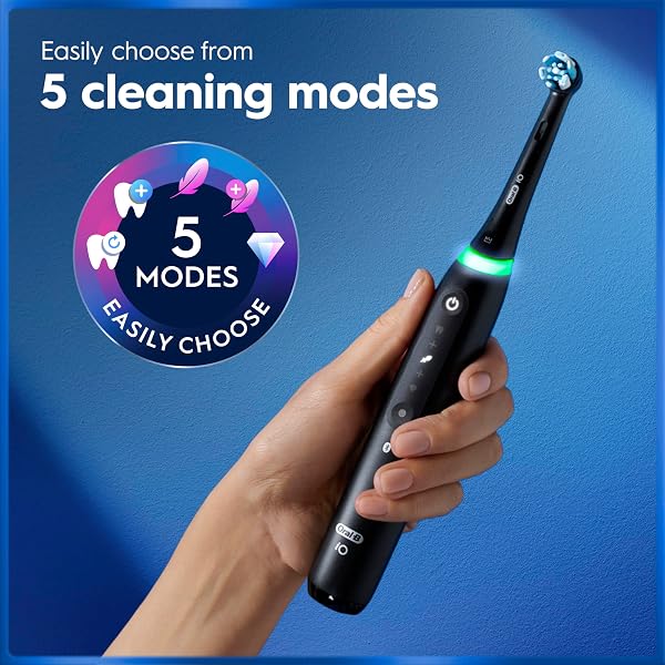 Oral-B iO5 2x Electric Toothbrushes For Adults, 2 Handles, 2 Toothbrush Heads & 1 Travel Case, 5 Modes, Teeth Whitening, UK 2 Pin Plug, Black & Pink - 2