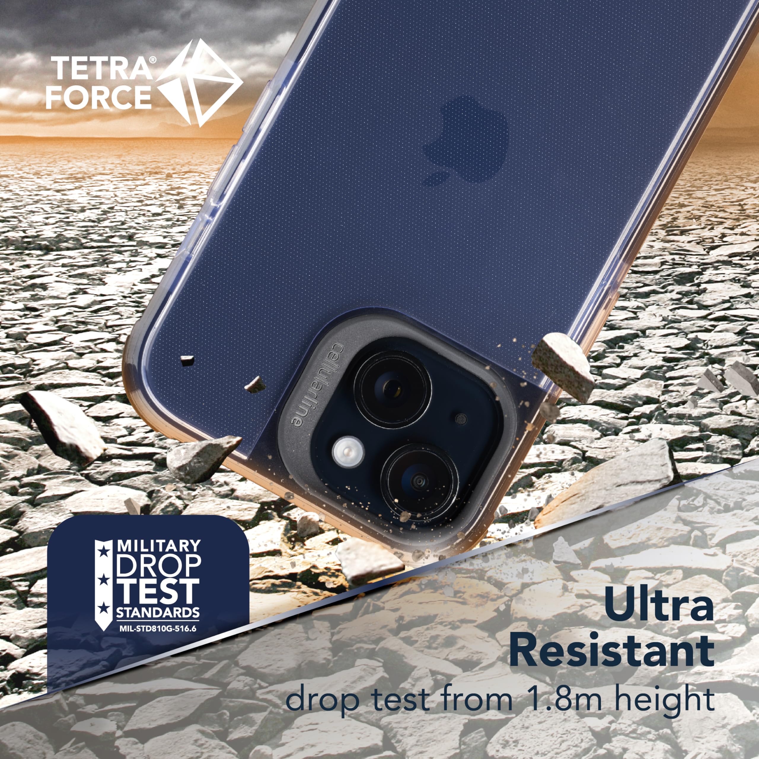 Cellularline Clear Strong – Custodia Rigida Per IPhone 15 – Anti Shock Con Bordi In Gomma – Trasparente, Ricarica Wireless, Military Test