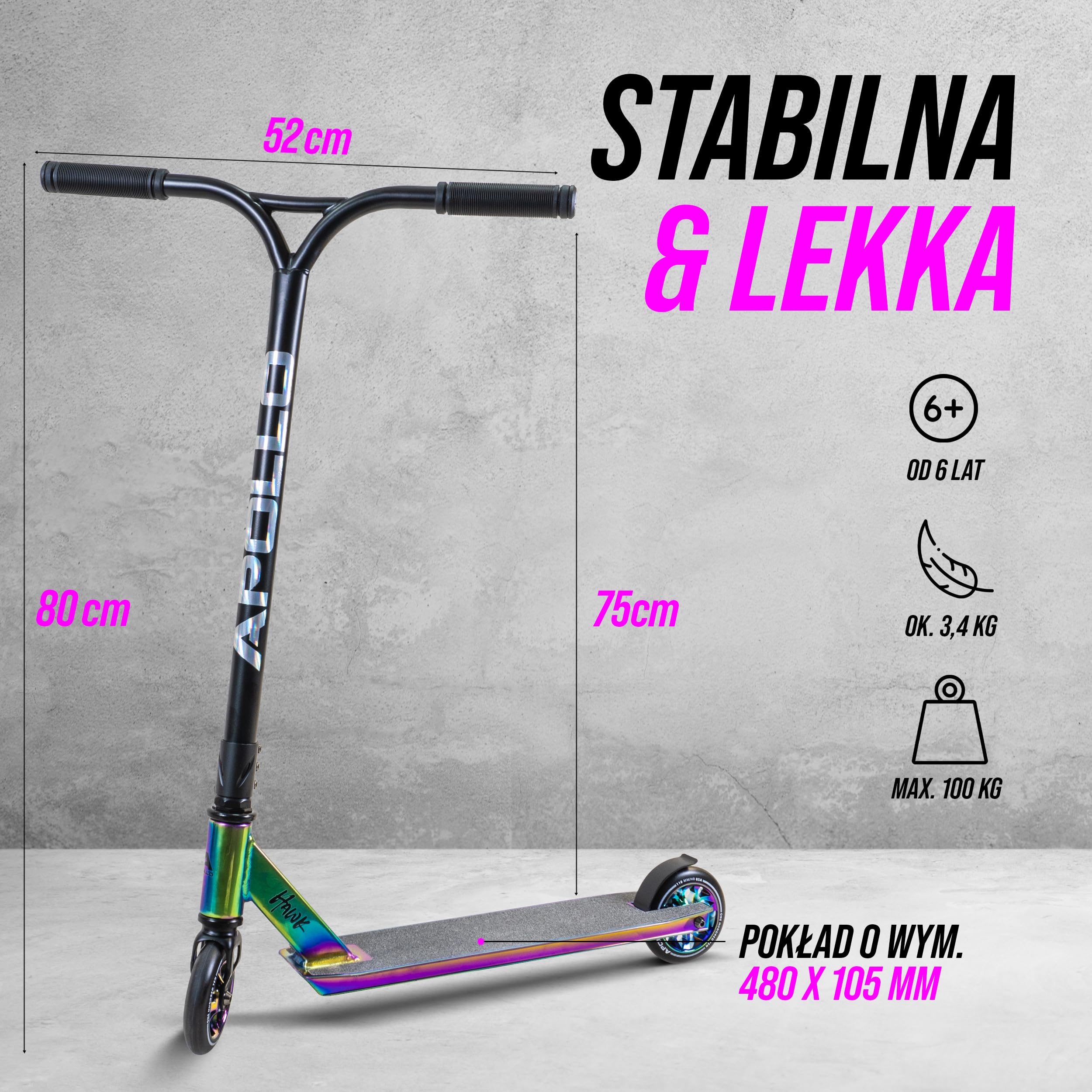 Hulajnoga stunt Apollo Hawk – freestyle kickscooter dla dzieci i dorosłych