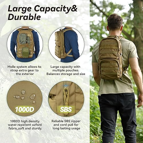 Miniatura 3 de MARCHWAY Mochila táctica de hidratación Molle con vejiga de agua de TPU 3L, mochila militar para mochileros, senderismo, correr, ciclismo