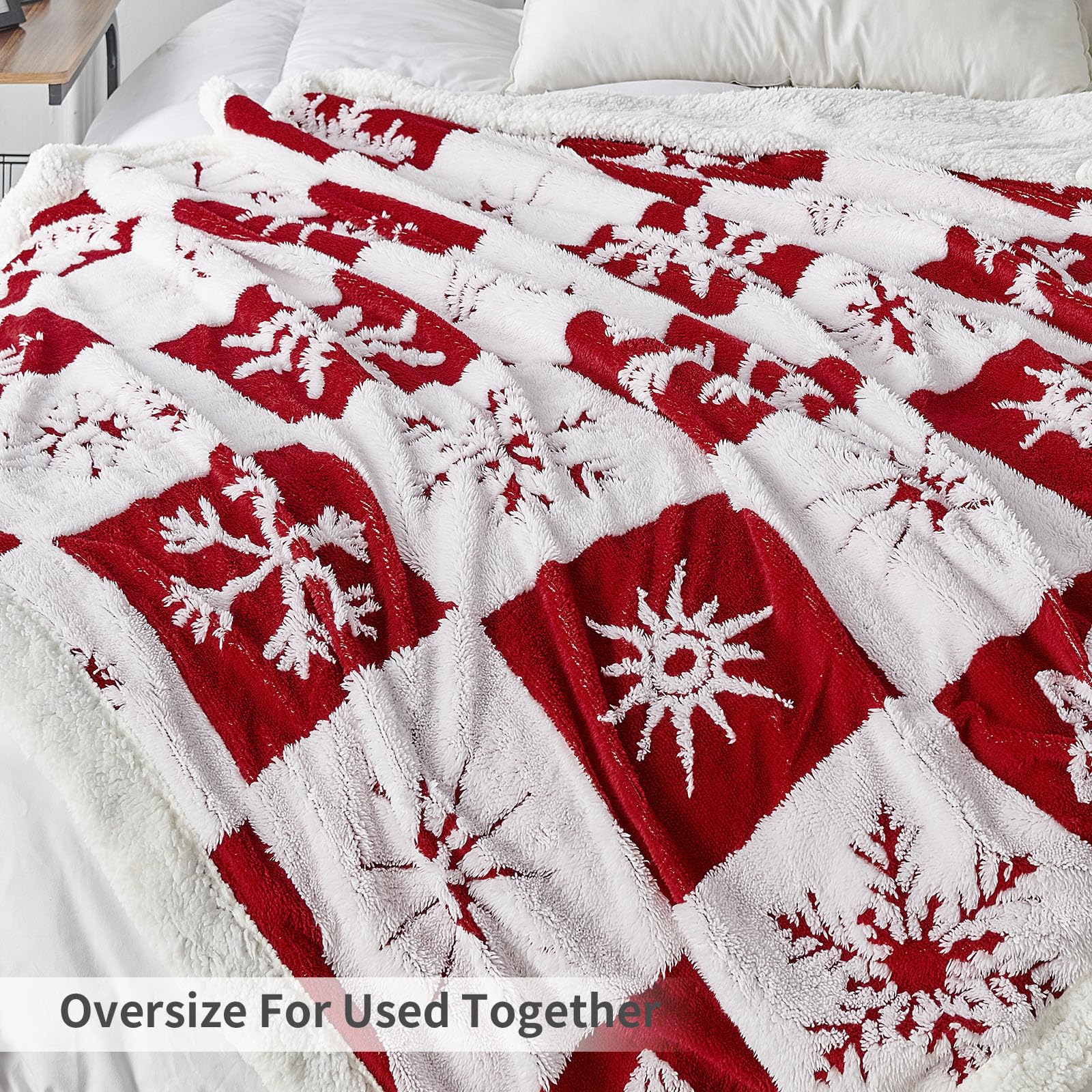 EAQ Plaid Coperta Pile 130x150 cm, Coperta Termica, Coperta Pile Matrimoniale in Morbida e Spessa, Coperta in Pelliccia Sintetica per Divano e Letto (Rosso Natale, 130x150CM)
