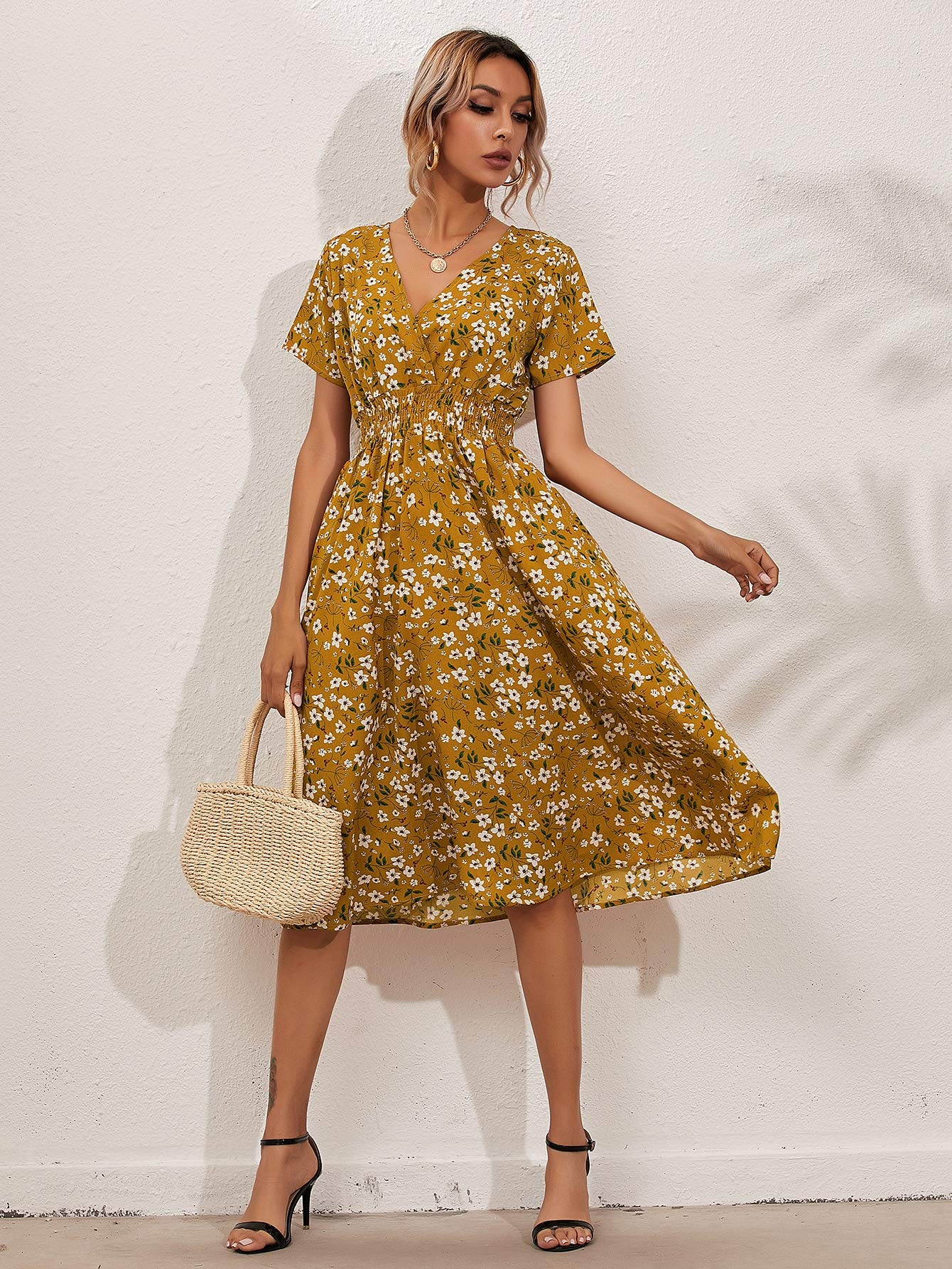 brown yellow dress State of Mind Dress