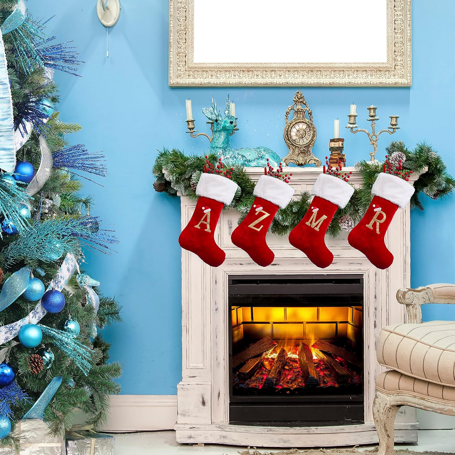 20 Inches Monogrammed Christmas Stockings with Letters,Super Soft Christmas Stockings Large Monogram Stockings Red Letter Stockings for Christmas Holiday Xmas Gift… - Image 3