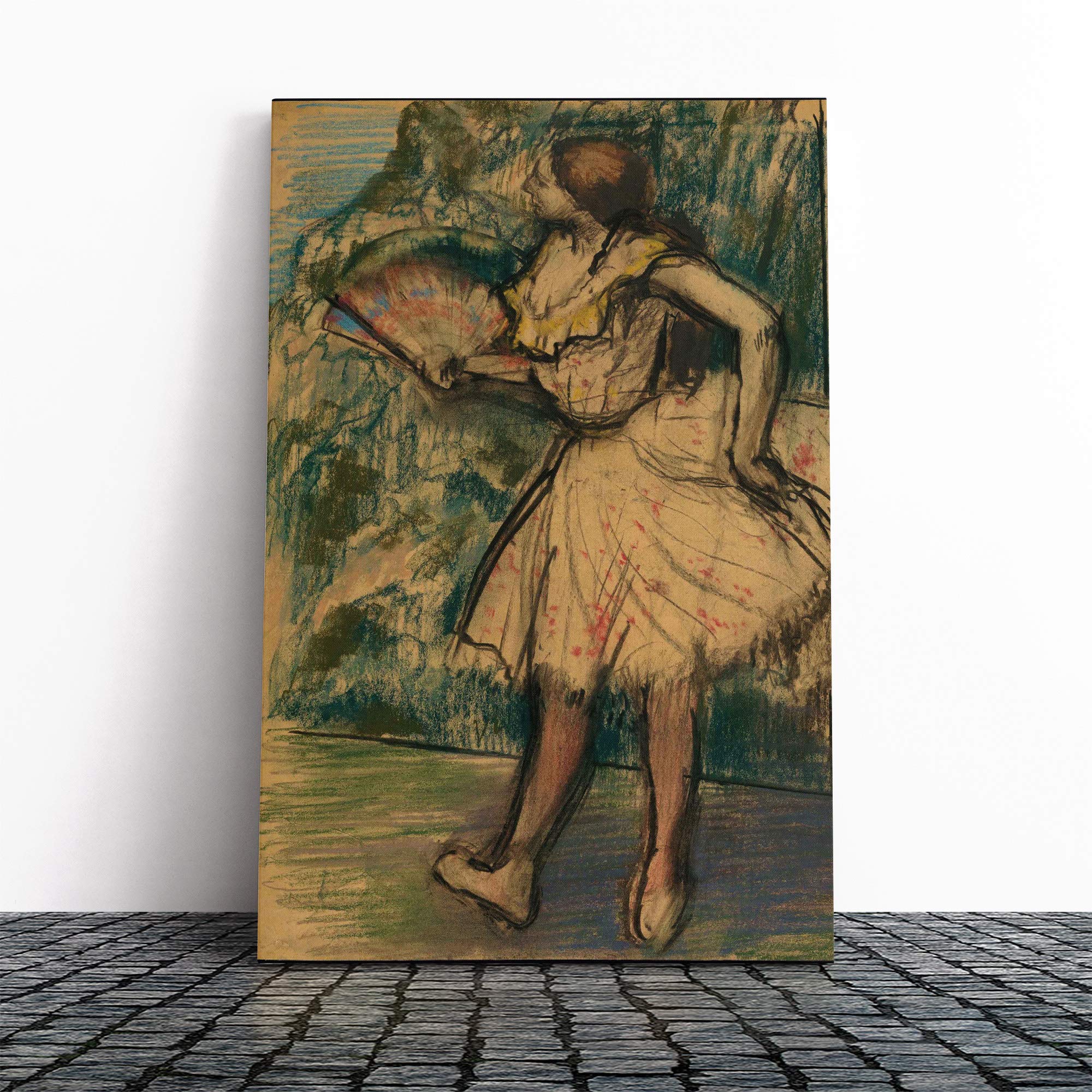Edgar Degas Dancer with a Fan Canvas Print | Gallery Wrapped 30mm Frame Wall Art | 24x16 inches | Ready to Hang | Modern People Picture | Living Room Bedroom Lounge Office