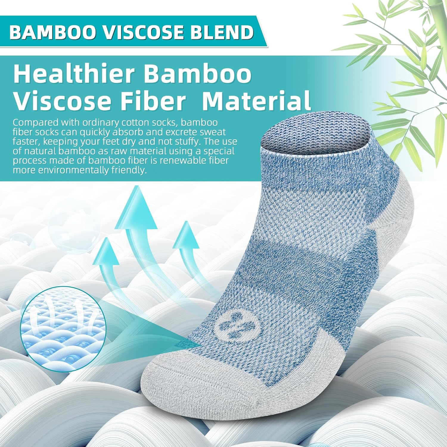 Diabetic Socks for Men,4 & 6 Pairs Low Cut Bamboo Viscose Wide Mens Diabetic Socks Size 9-11 10-13 - Image 4