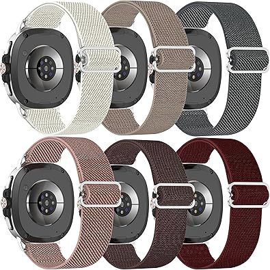 6 Pack Stretchy Braided Bands Compatible With Samsung Galaxy Watch 8 40mm 44mm/Galaxy Watch 8 Classic 46mm,Elastic Nylon Sports Strap,For Both Men And Women