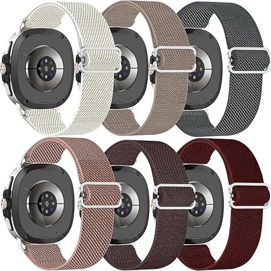 6 Pack Stretchy Braided Bands Compatible With Samsung Galaxy Watch 8 40mm 44mm/Galaxy Watch 8 Classic 46mm,Elastic Nylon Sports Strap,For Both Men And Women