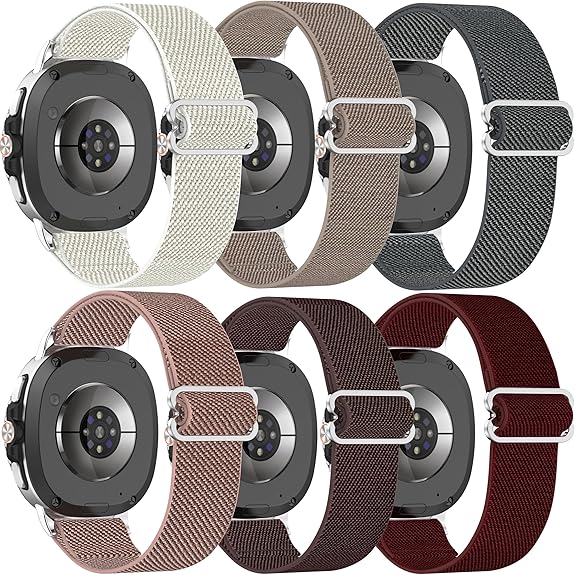 6 Pack Stretchy Braided Bands Compatible With Samsung Galaxy Watch 8 40mm 44mm/Galaxy Watch 8 Classic 46mm,Elastic Nylon Sports Strap,For Both Men And Women