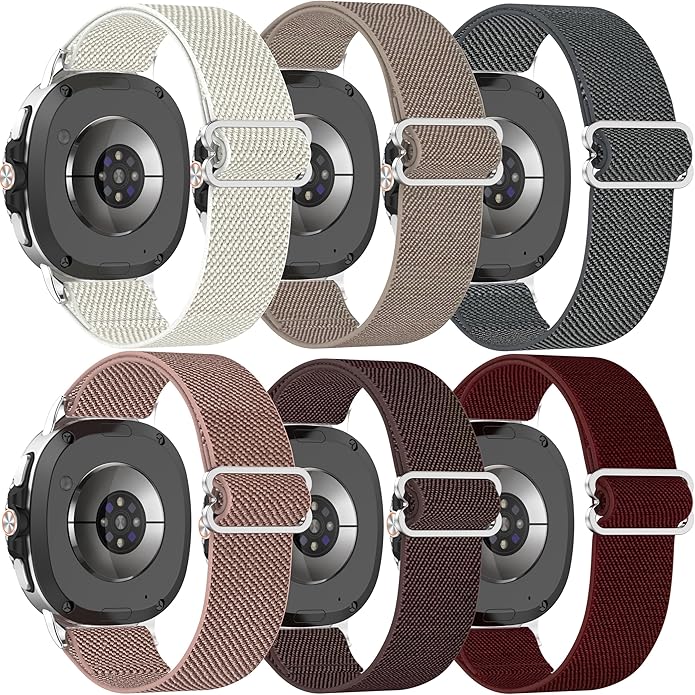 6 Pack Stretchy Braided Bands Compatible With Samsung Galaxy Watch 8 40mm 44mm/Galaxy Watch 8 Classic 46mm,Elastic Nylon Sports Strap,For Both Men And Women