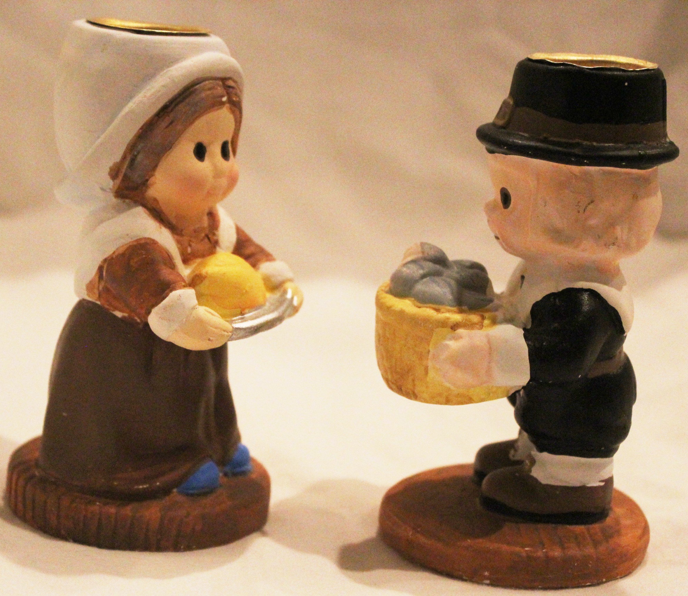 Thanksgiving Mr. and Mrs. Pilgrim Candle Holders