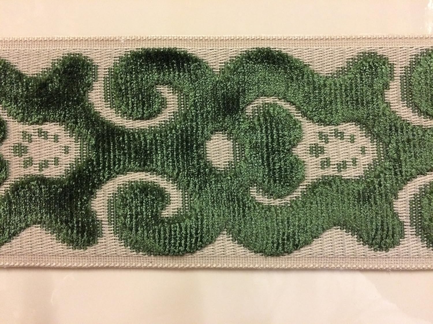 3.5 Woven Trim Tape Tassel Fringe Trim H-1106/9 Cream on Cream Sold by The Yard