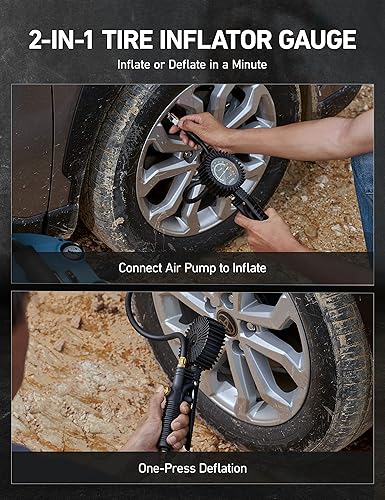 Miniatura 6 de AstroAI Inflador de neumáticos actualizado 2023 con manómetro de 230 PSI, precisión ANSI B40.1, esfera brillante grande de 2.6 pulgadas de fácil