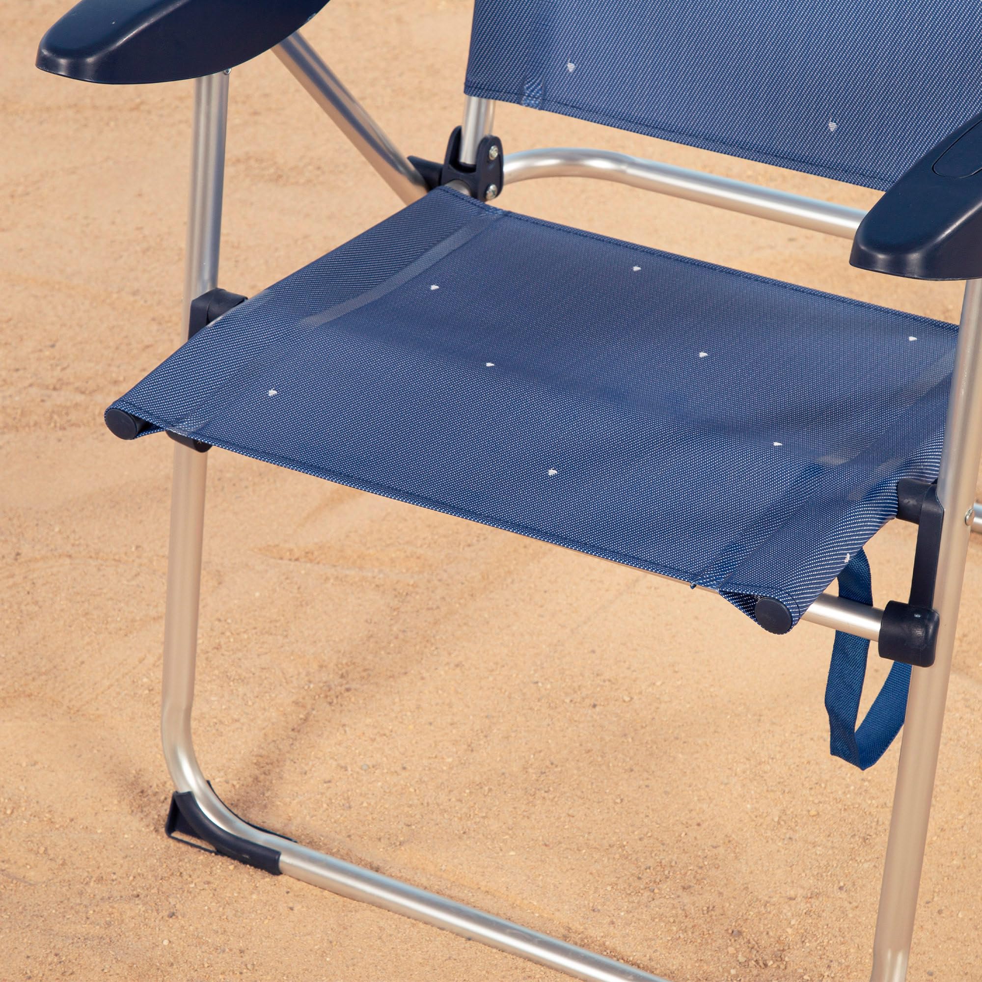 AKTIVE Chaise de Plage Pliable, 65 x 60 x 38/96 cm, Dossier inclinable, réglable 4 Positions, Structure en Aluminium, Tissu textilène, Anti-retournement, Max. 110 kg, Couleur Bleue, modèle La Palma