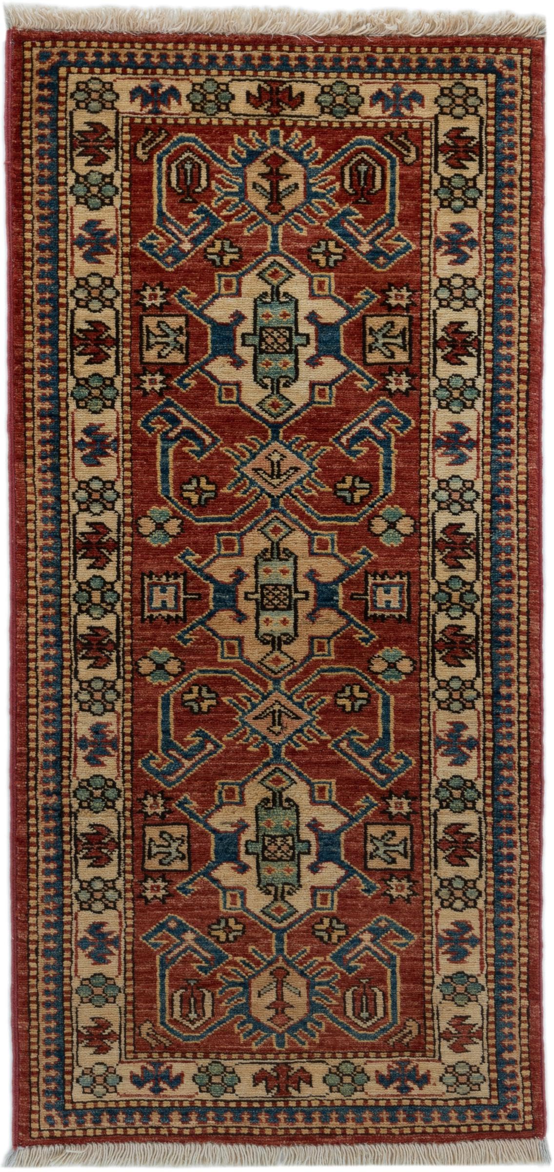 Tapis Kazak 56x117 cm en pure laine pour isoler et décorer les sols étroits