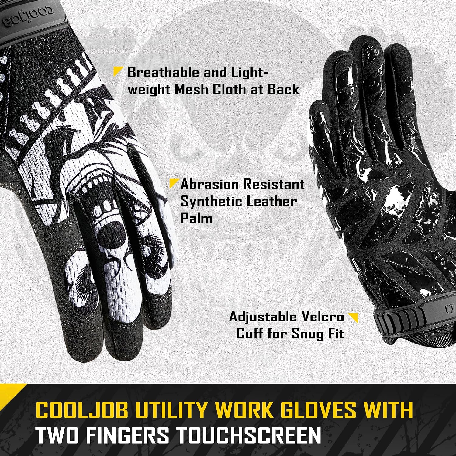 COOLJOB Mechanic Safety Work Gloves, Enhanced Anti-Slip Grip Tactical Gloves, Touchscreen, Breathable, Ultra-Soft, S-XL image 2