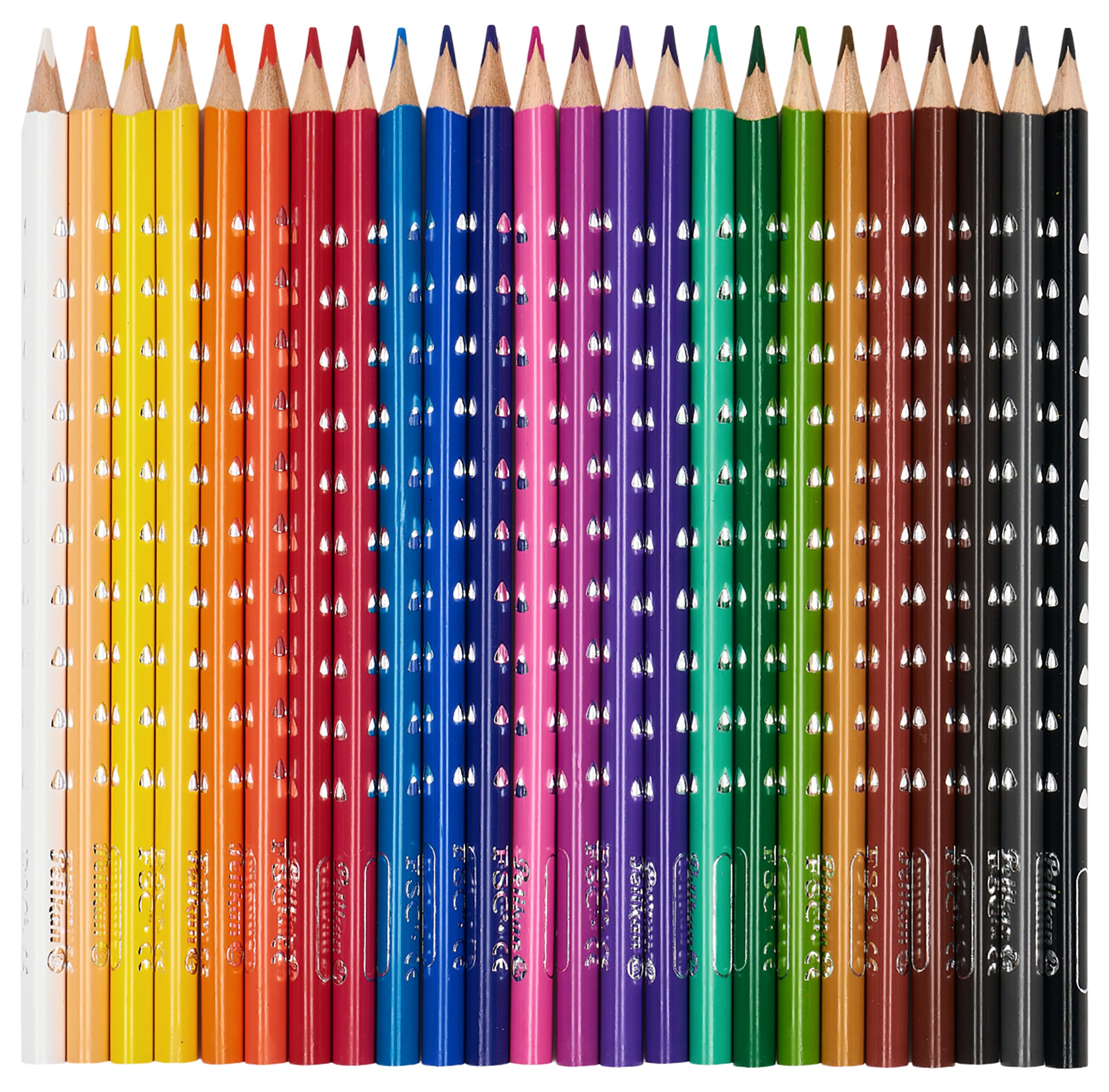 Pelikan Silverino, Matite Colorate con Fusto Triangolare e Impugnatura Ergonomica per Bambini, Pastelli dai Colori Intensi e Lavabili, Astuccio da 24 Colori