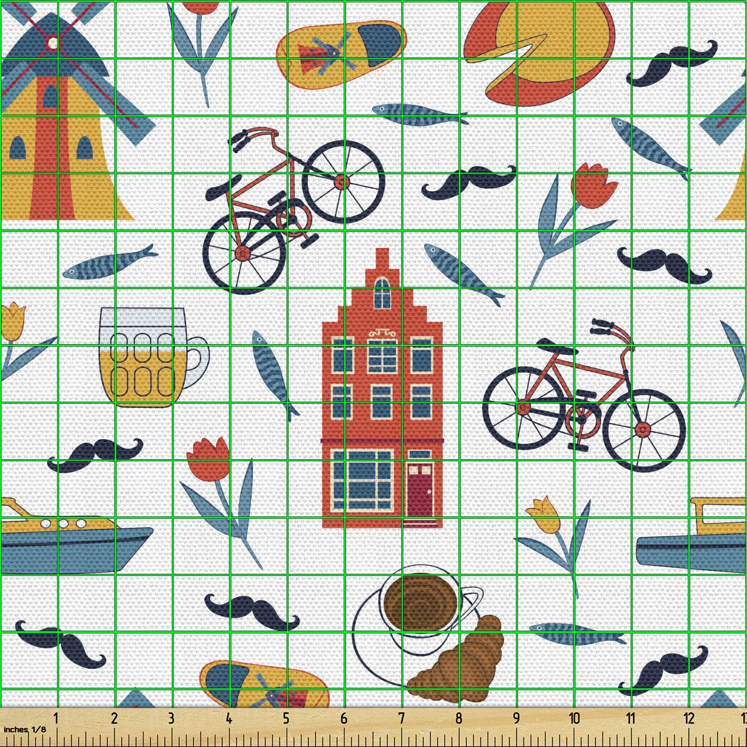 Amazon | Ambesonne カラフルな生地 ヤードごと 有名なオランダのモチーフパターンイラスト 無地の背景にデザイン 室内装飾生地 室内  装飾生地 3ヤード ホワイトマルチカラー | 布・生地 通販 Ambesonne ボヘミアン生地 The yard レトロでカラフルな花模様 絶妙な花  ..., image size:1500x1500