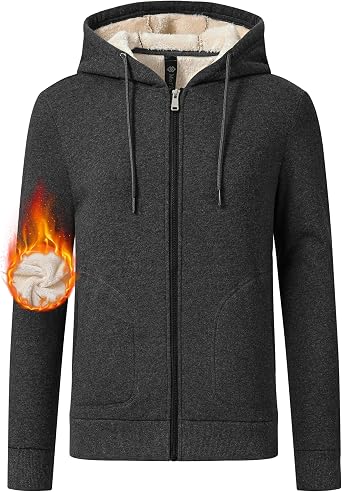 MoFiz Zip up Womens Hoodies Winter Fleece Sherpa Lined Sweatshirt Thick Warm Hooded Jacket with Zipper Pockets