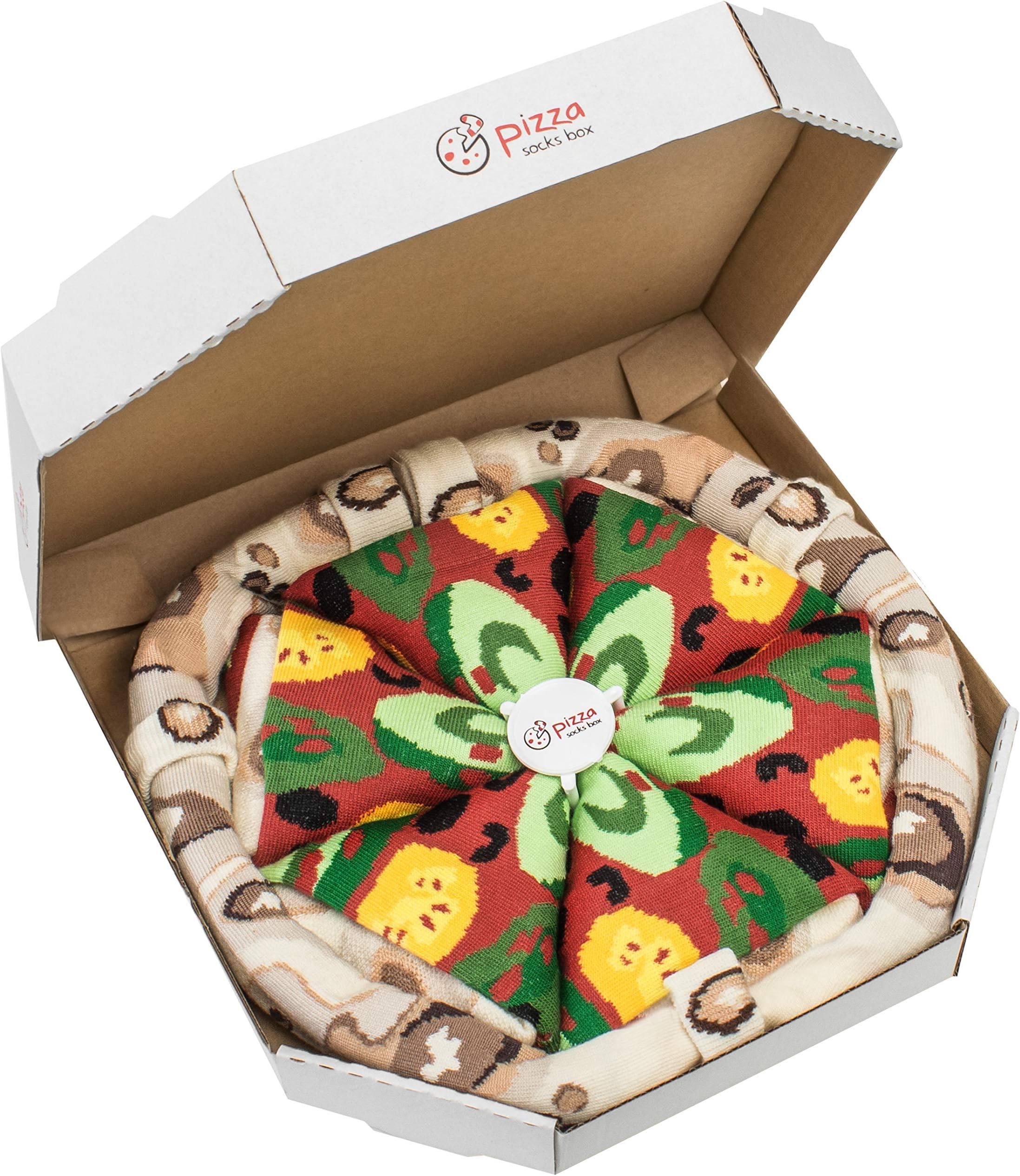 Rainbow Socks - Man Woman Pizza Socks Box Vegetarian - 4 Pairs