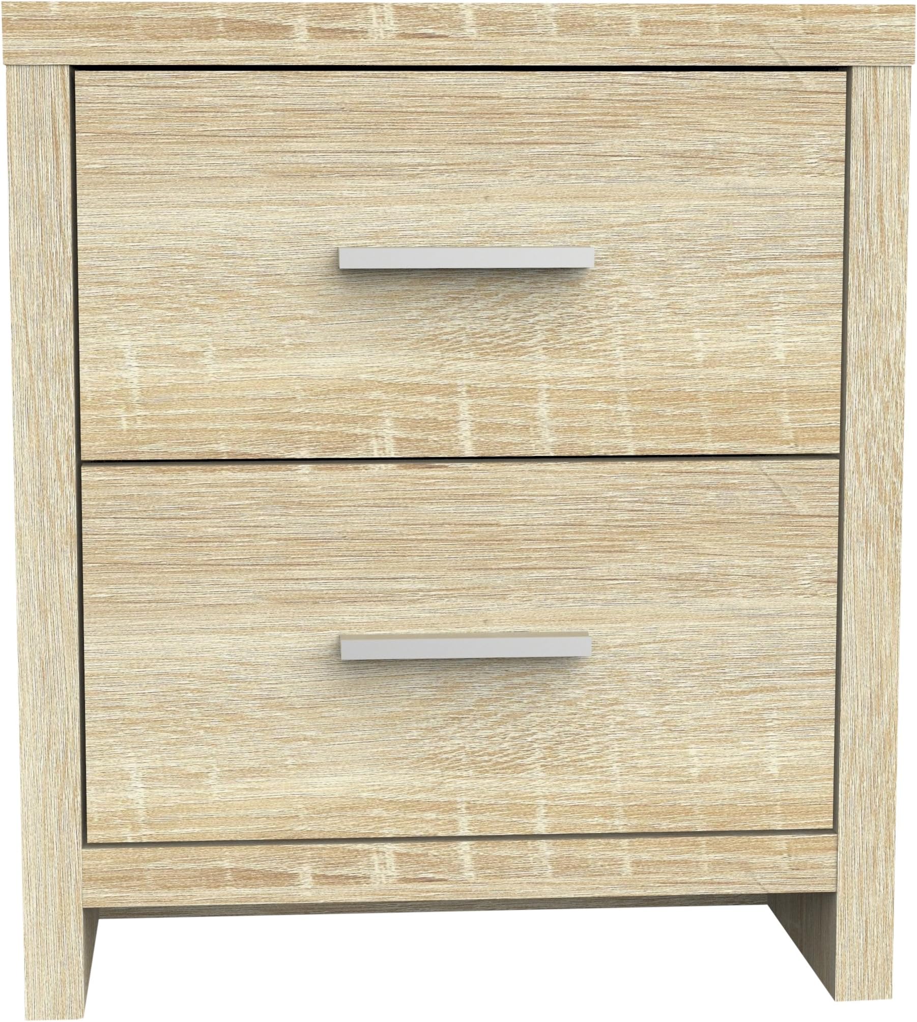 Furniture 247 2-Drawer Bedside Table/Night Stand, 46 x 39 x 52cm, Natural Oak-Effect