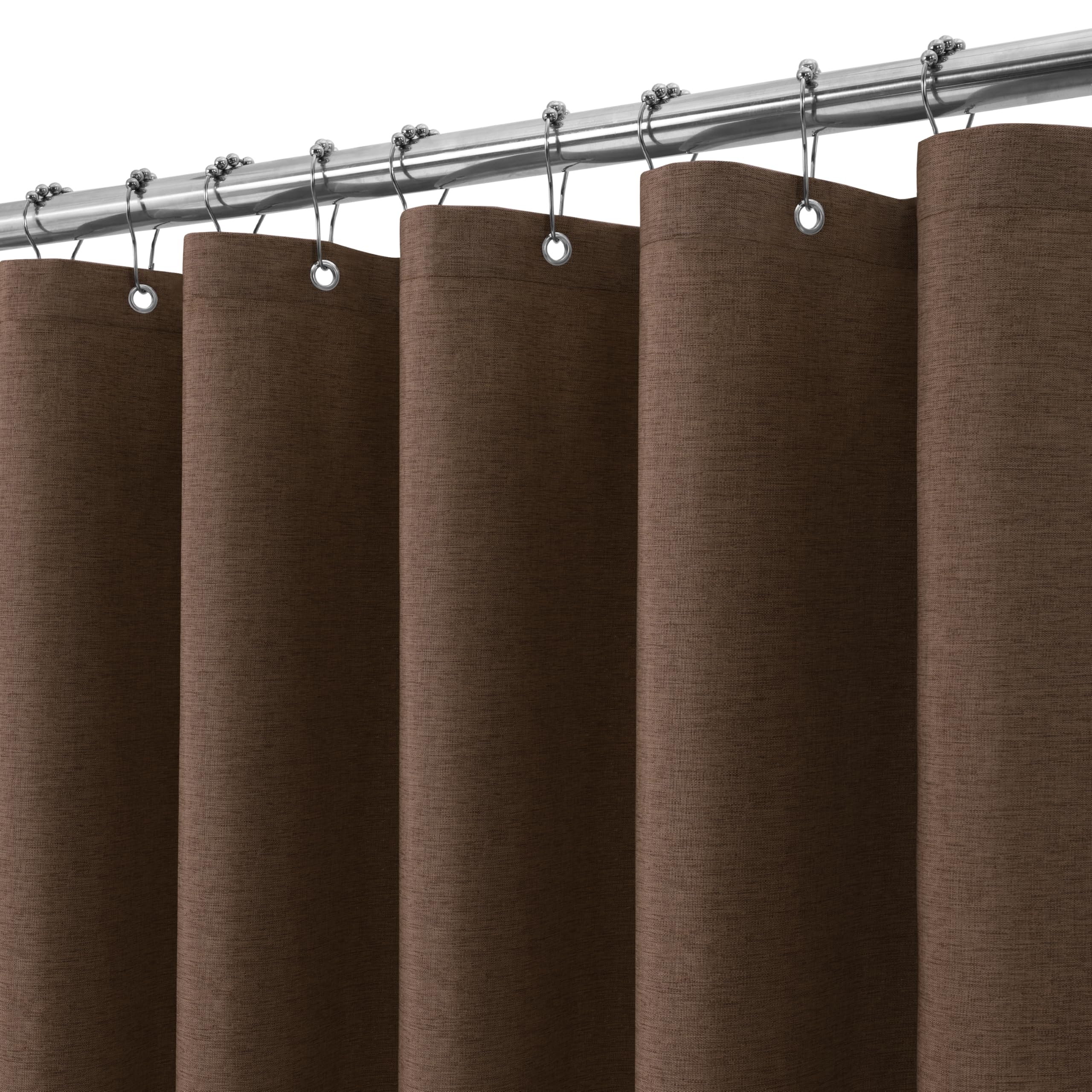 VANZAVANZU Duschvorhang mit Metall Duschvorhangringe Stoff Textil Badewannenvorhang Anti Schimmel Bad Vorhang Set Wasserdicht Badewanne Vorhang Schwerer Shower Curtain Badezimmer