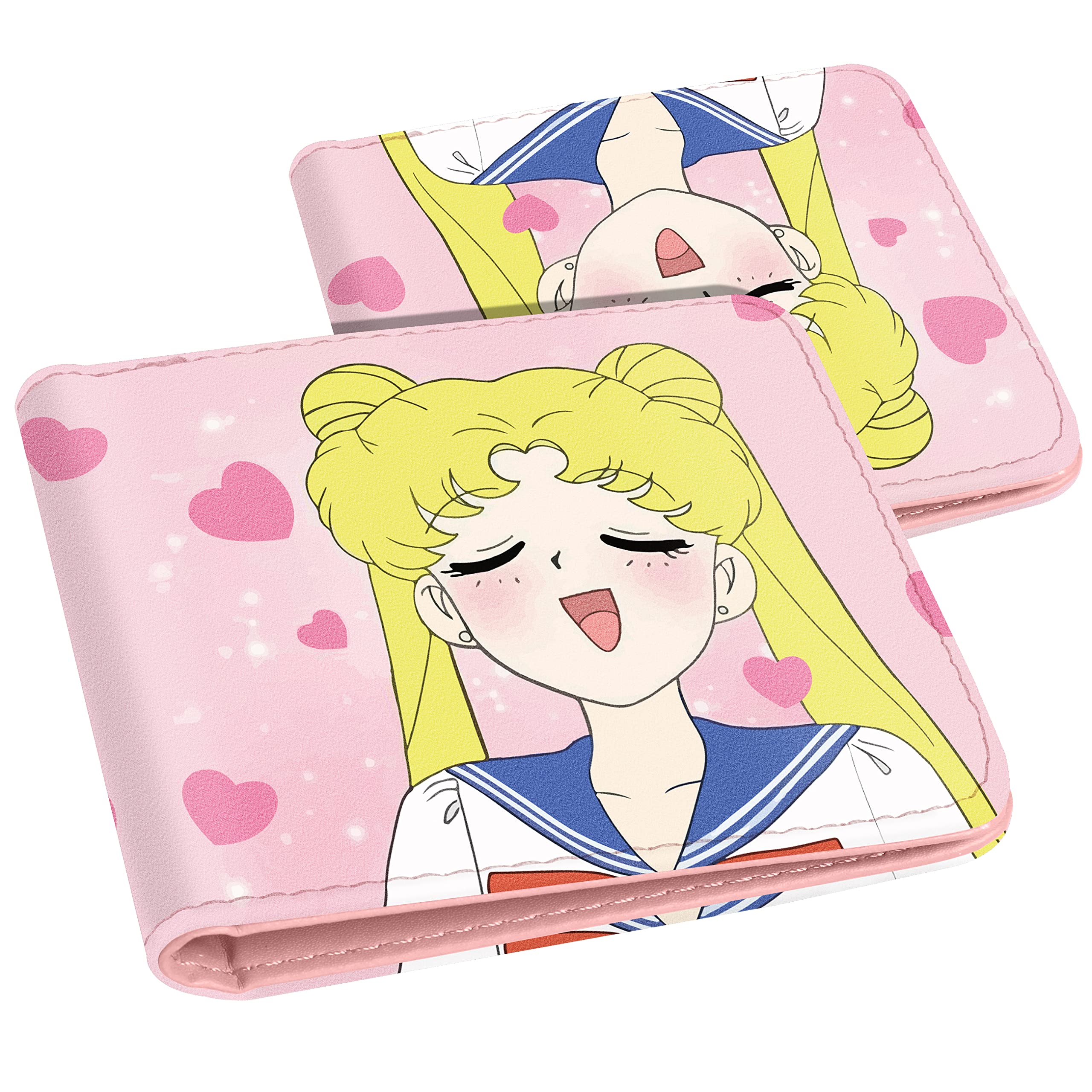 Photo 1 of (pack of 3) Toyuma Leather Wallet for Boys Wallets for Girls Kids Wallet Cute Kawaii Anime Cool Cartoon Character Fun Purse Credit ID Card Slim Thin Design Bi-fold Small Coin Purses for Teens Minimalist Moon Gir Heart Moon Girl