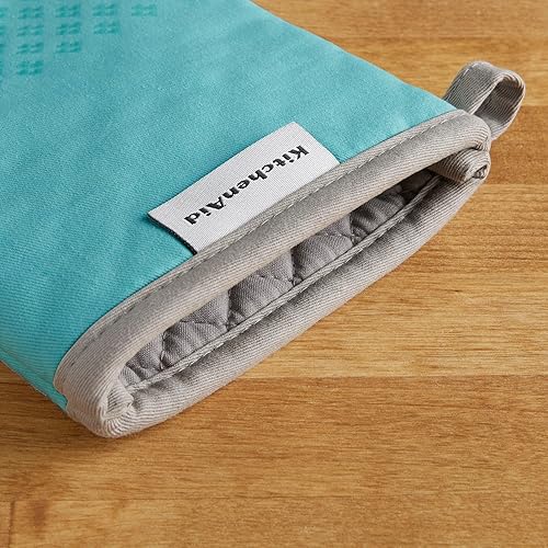 Miniatura 4 de KitchenAid Asteroid - Juego de 2 manoplas de horno, color aguamarina, 7 x 12.5 pulgadas