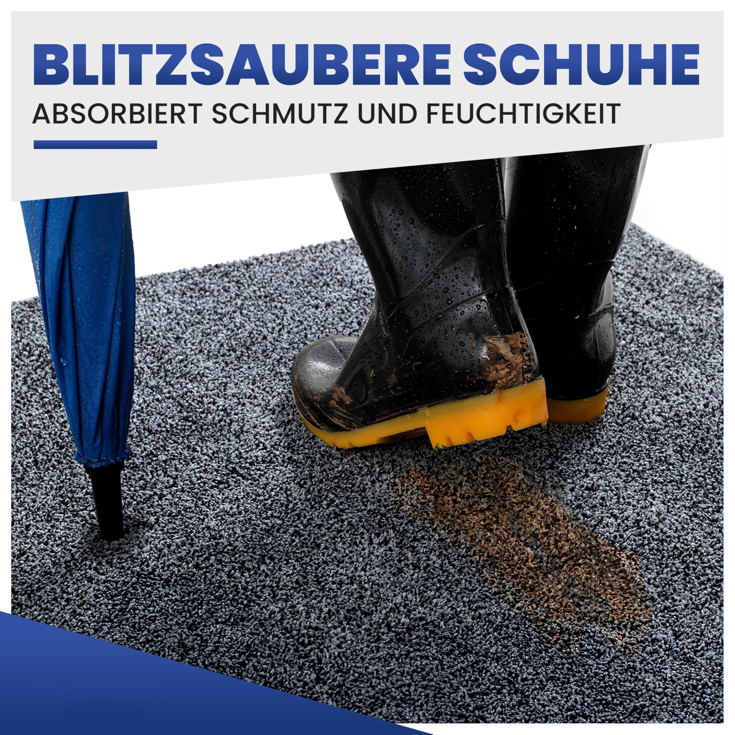 Mibao SoftStep Luxus Schmutzfangmatte 60x90 cm – Waschmaschinenfeste Fußmatte für Innen, rutschfest & Saugstark – Geeignet für Haustür und Flur – Grau