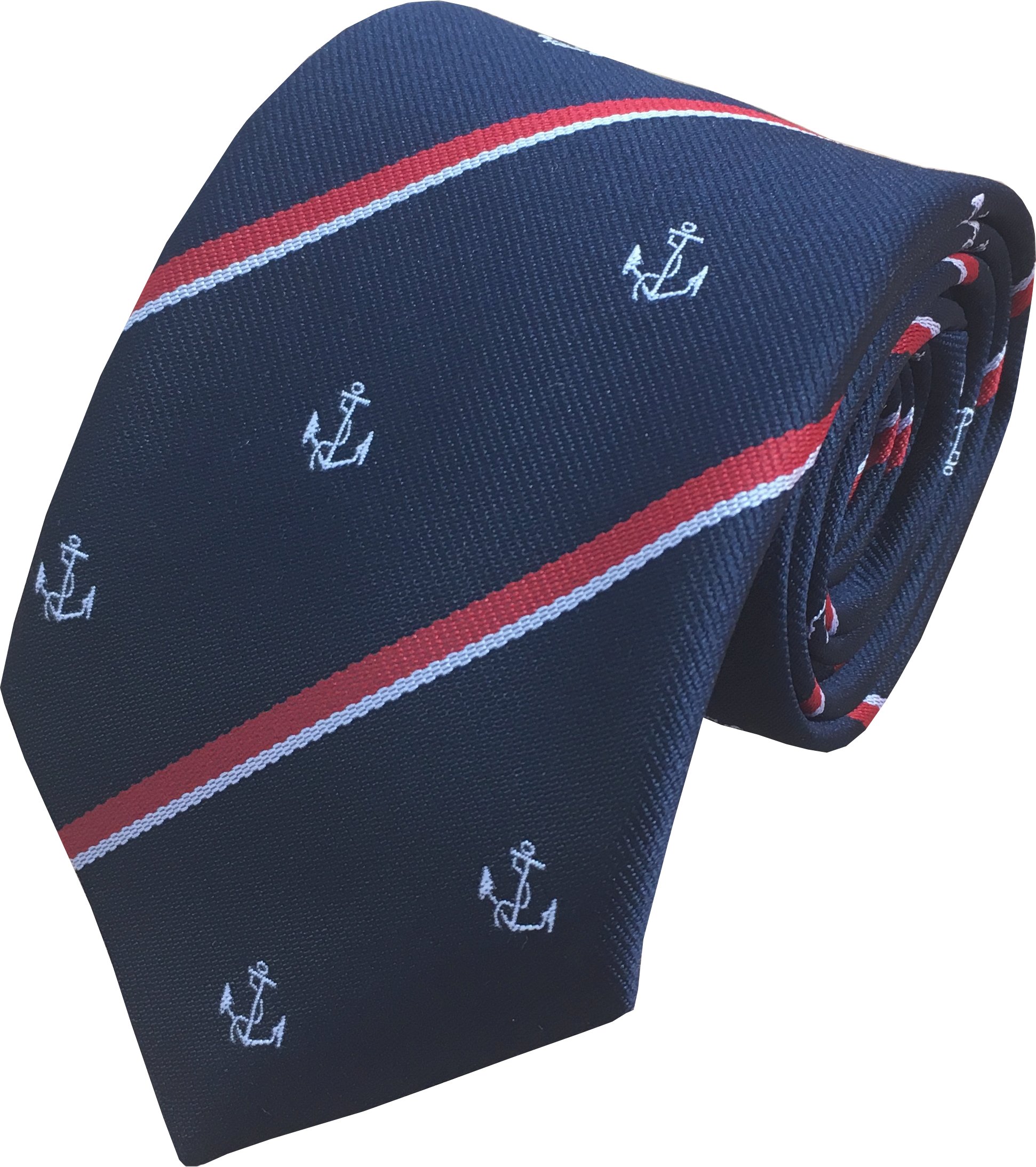 Great British Tie ClubBritish Royal Navy Anchor & Stripe Regimental Neck Tie
