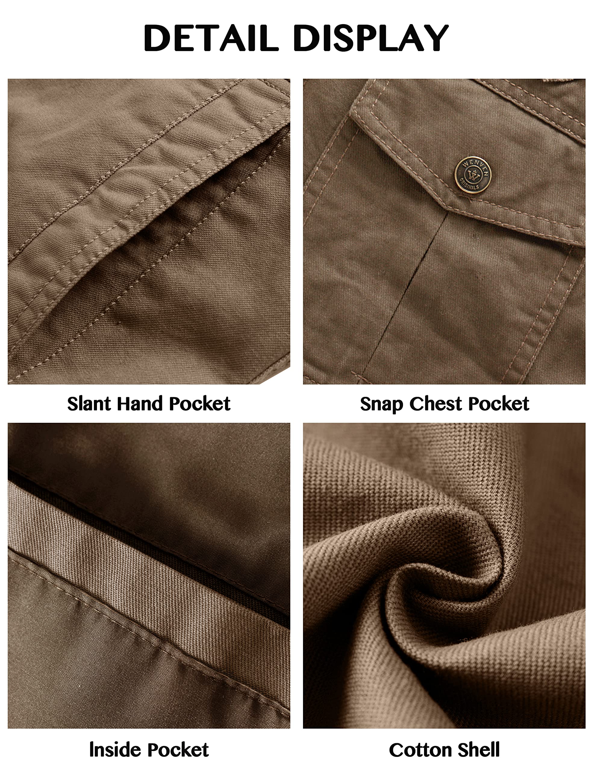 WenVen Cazadora Hombre Entretiempo Chaqueta Primavera Chaqueta Militar Hombre