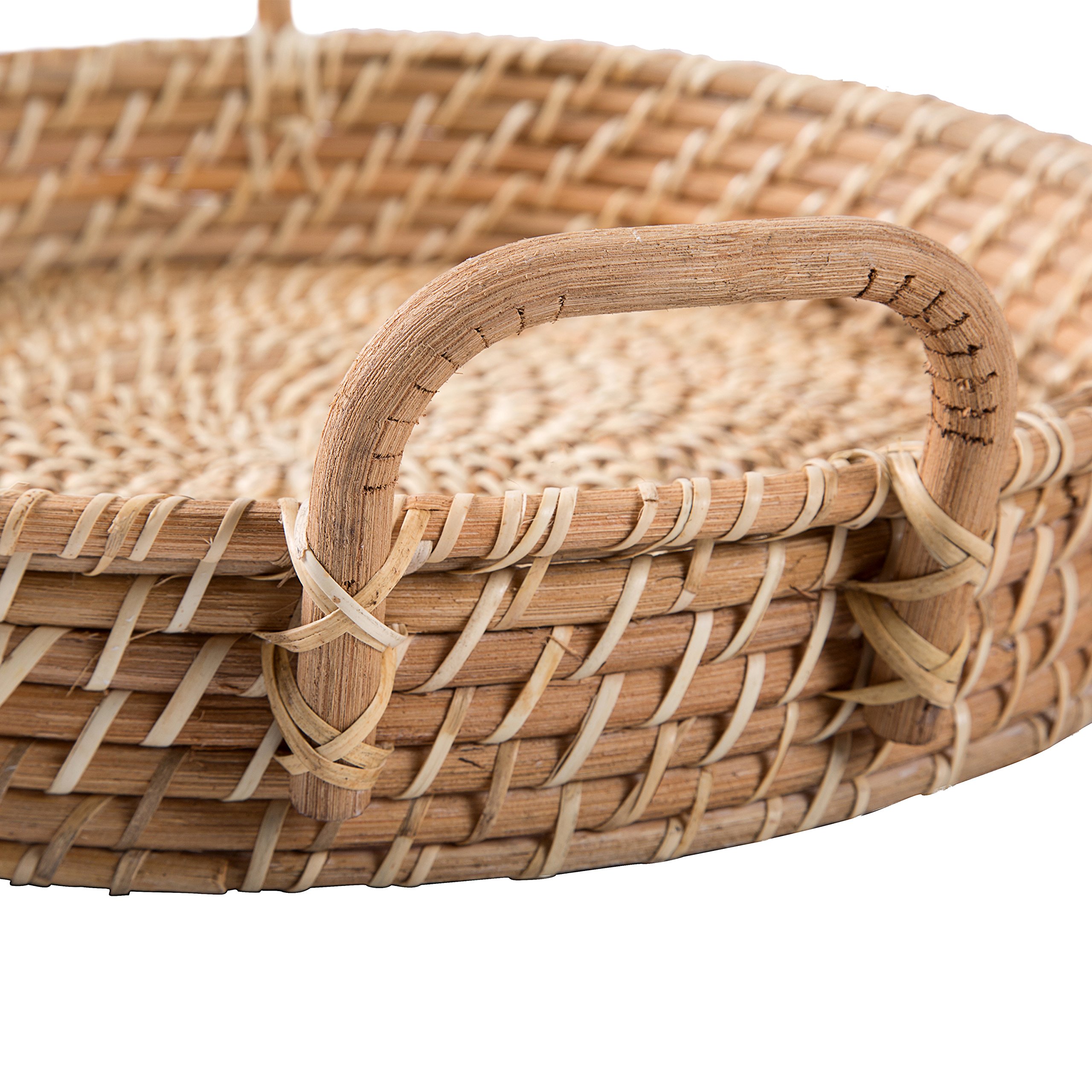 MyGift 18 Inch Round Hand Woven Rattan Kitchen Fruit Produce Bread