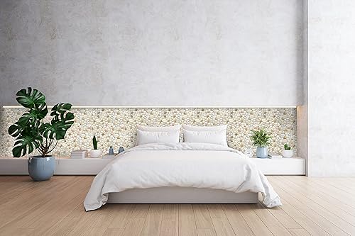Miniatura 3 de Concord Wallcoverings - Diseño retro natural de guijarros, paneles de pared decorativos de PVC, paquete de 6 en beige, naranja, gris, 17.5" x