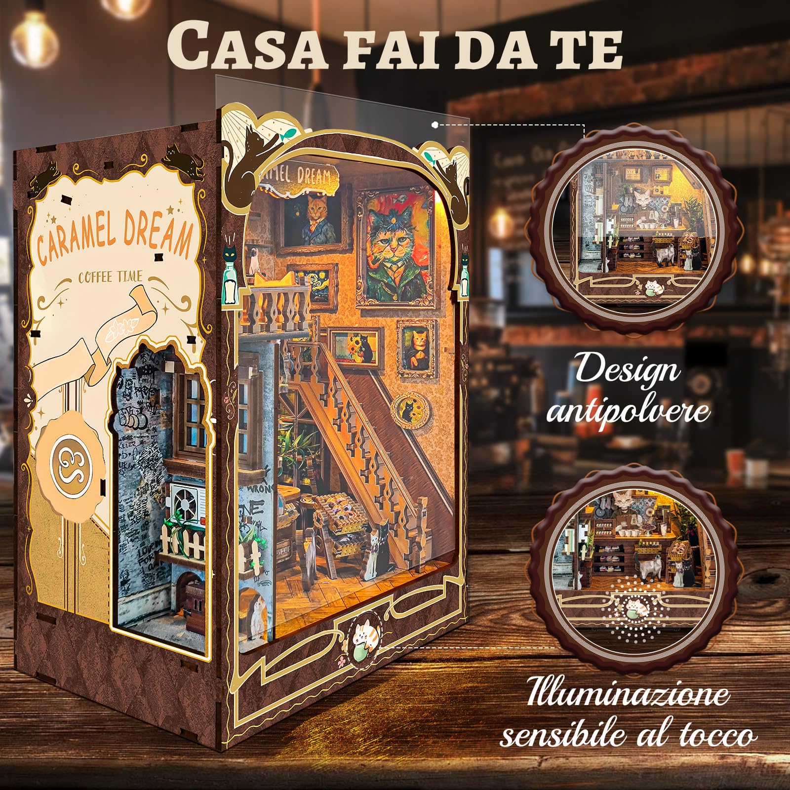 Kit Book Nook DIY - Fermalibri 3D Con Luce LED, Mondo Magico, Per Librerie - Foto 6