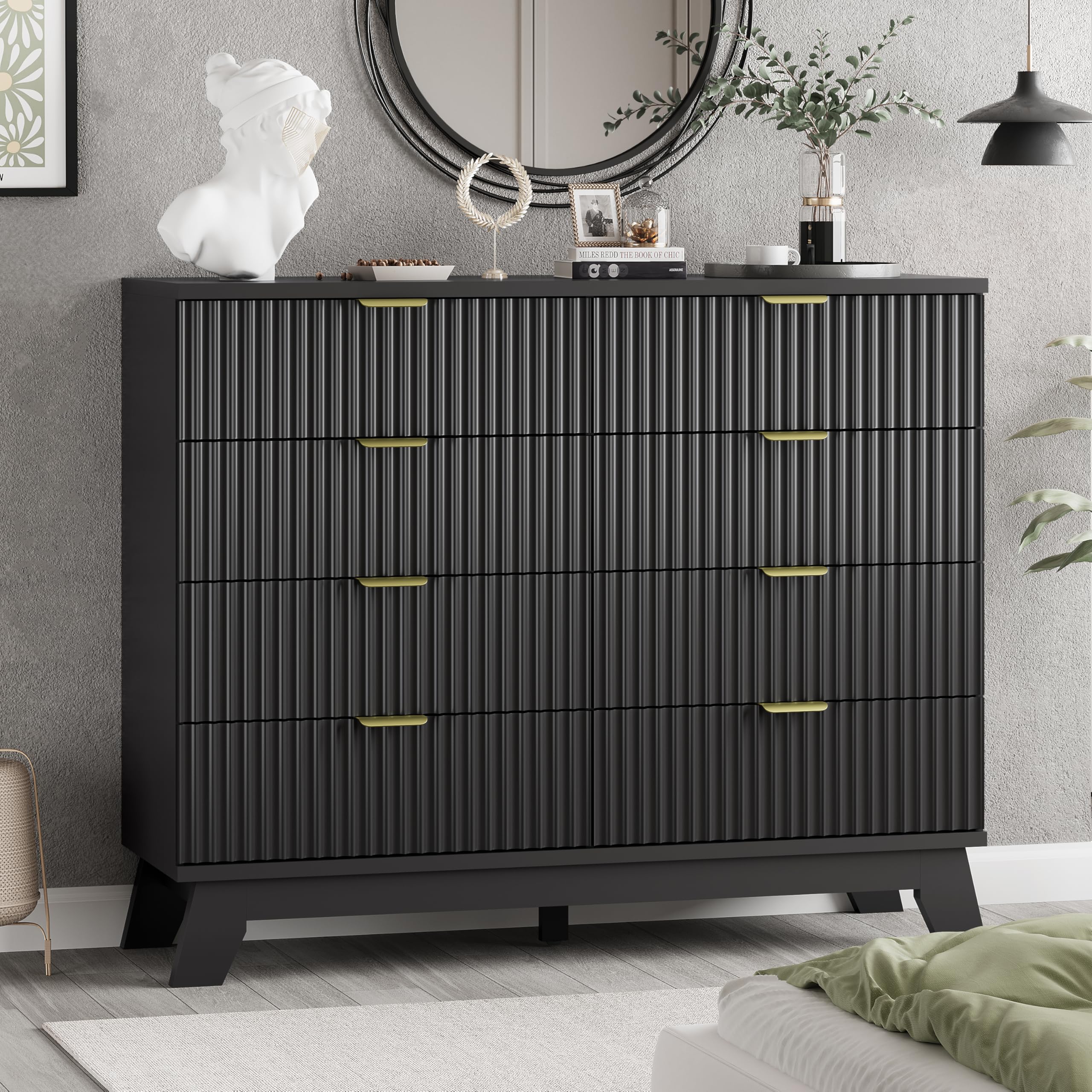 mens dresser Fluted for Bedroom with 8 Drawers, 48