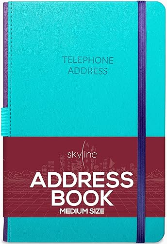 Skyline Libreta de direcciones - Agenda de contactos telefónica con registro de contraseñas y calendario de fechas importantes - Libro de números de