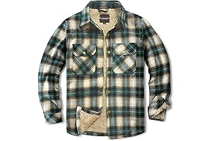Tacvasen Men's Hooded Quilted Lined Flannel Shirt Jacket
