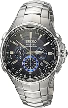 Seiko Men's Radio Sync Solar Chronograph Silvertone with Black Dial - coolthings.us