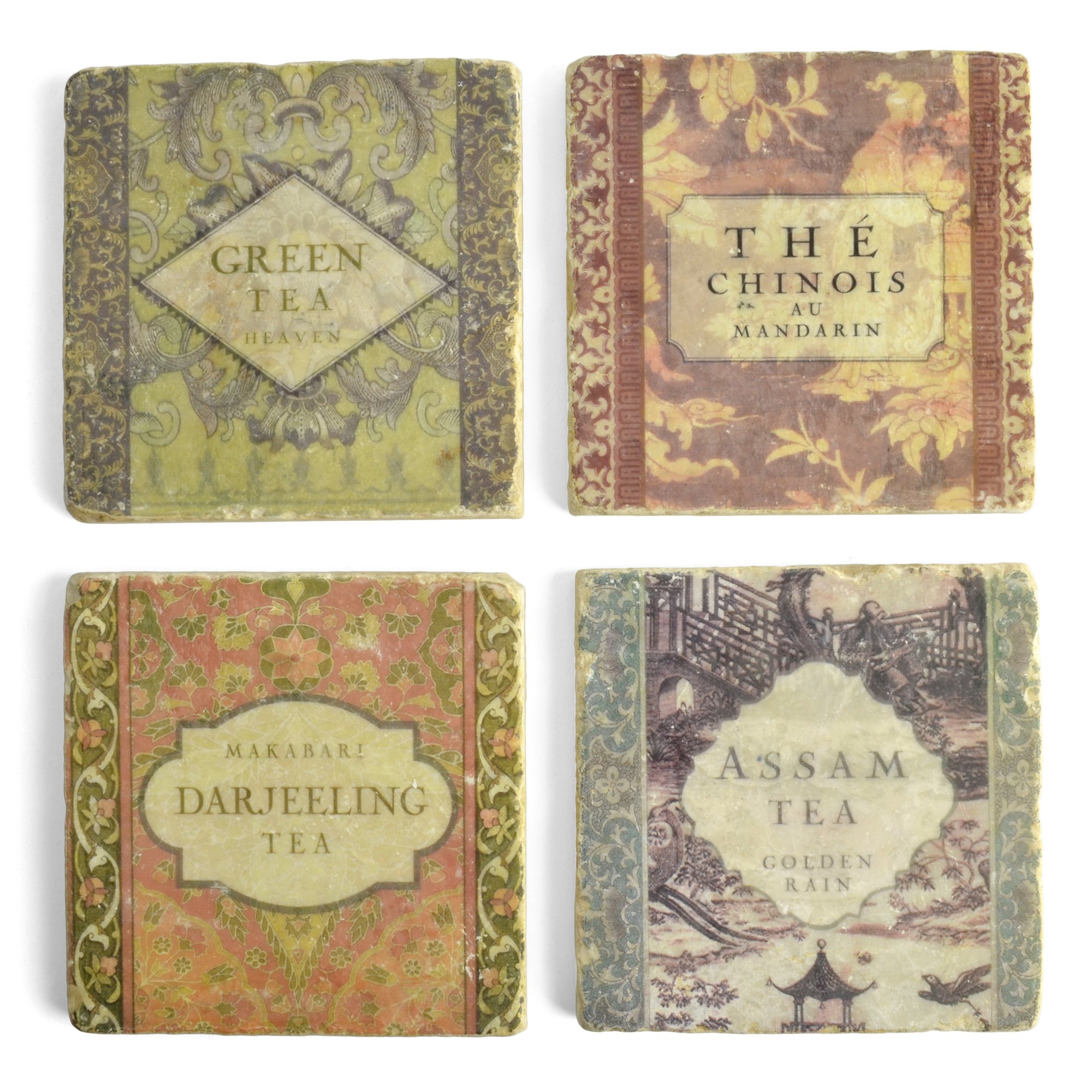 Studio VertuTea Labels Marble Coasters, Set of 4