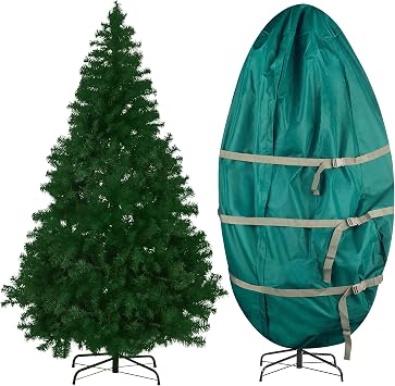 Artificial Christmas Tree with Upright Storage Bag - 6ft Unlit Spruce Xmas Tree with 1000 Realistic Branch Tips and Stand - Easy to Assemble 3PC Christmas Decorations for Home or Shop by Elf Stor