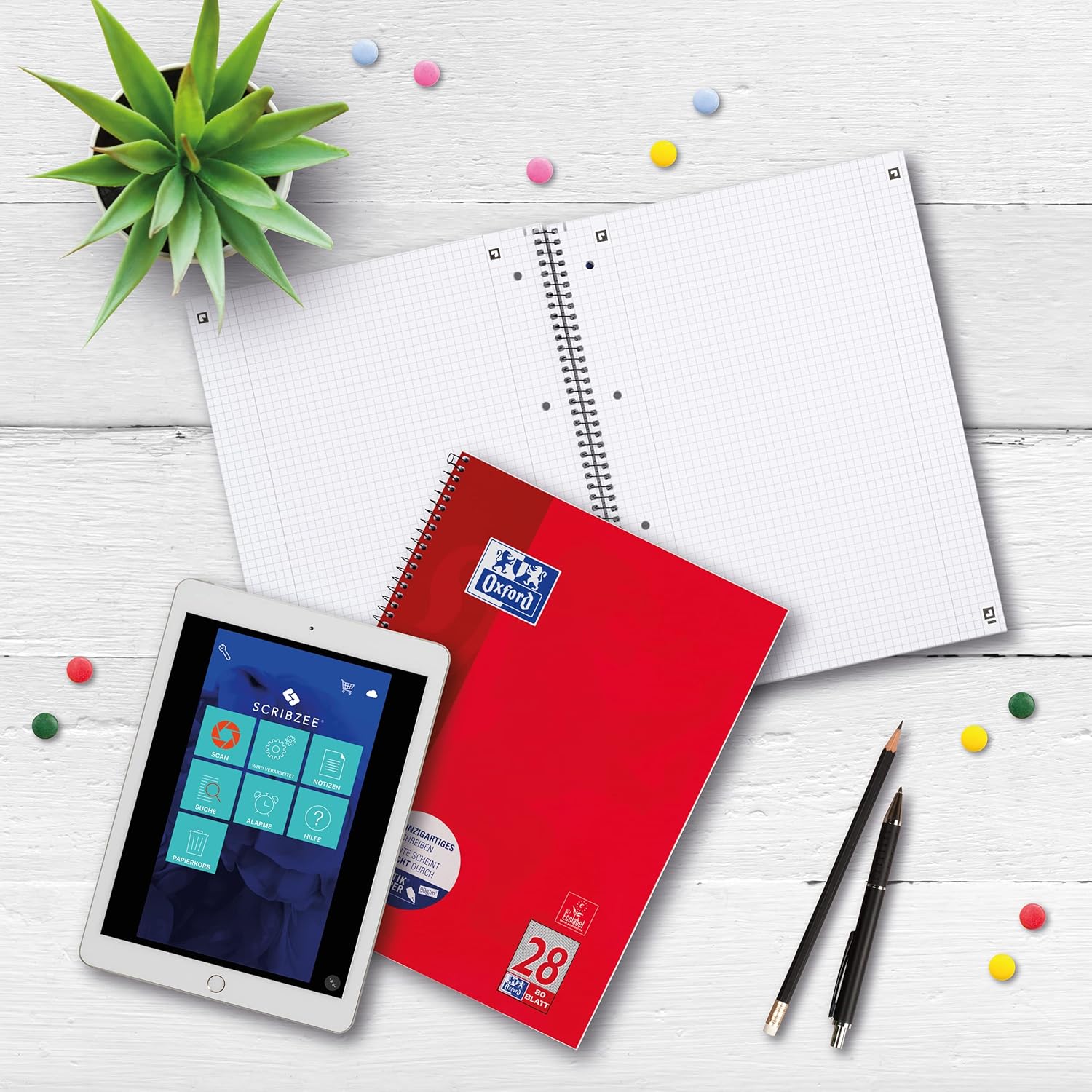 Oxford College Notepad A4 Squared with Double Margin 80 Sheets Red Pack of 2