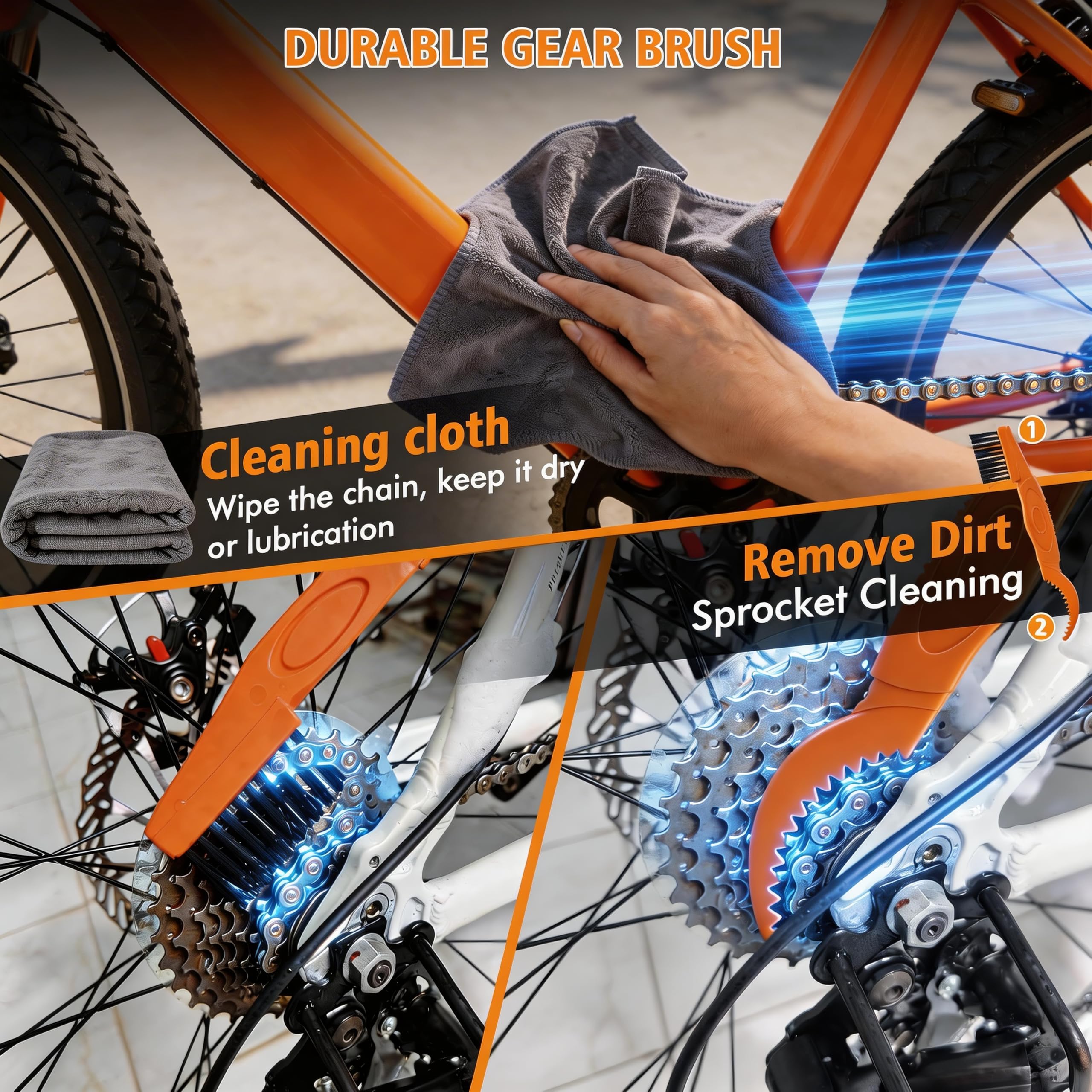 Zestaw do czyszczenia łańcucha rowerowego, zestaw do czyszczenia roweru z 450ml środka do czyszczenia łańcucha rowerowego i 120ml oleju do łańcucha rowerowego, zestaw do czyszczenia łańcucha