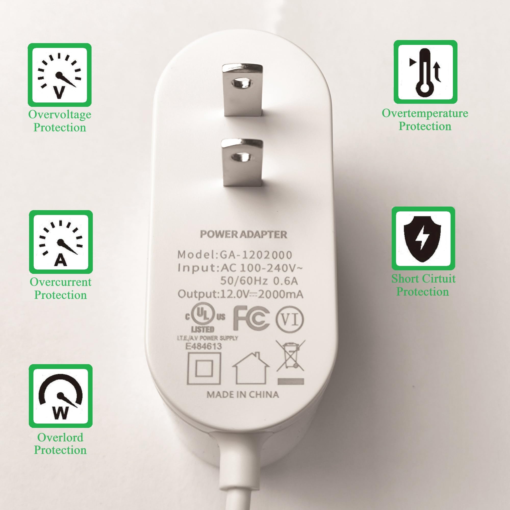 Amazon.com: AC/DC Power Adapter (Input AC 100-240V~ 50/60Hz 0.6A  